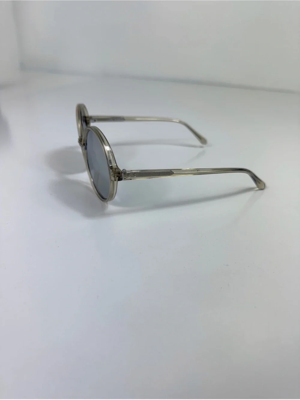 Linda Farrow LFL650 Oversized Round Sunglasses White Gold Titanium Full Set